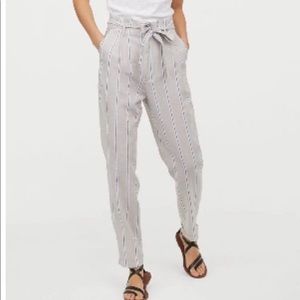 H&M Linen Blend Straight Legged Paperbag Pants